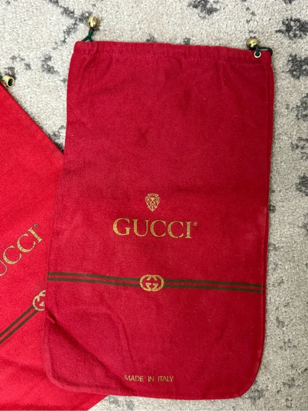 Lot of 2 Vintage Gucci Drawstring Shoe Dust Bags